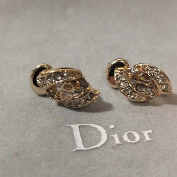 Christian Dior Gold  & Crystal Earrings - Picture 1 of 10